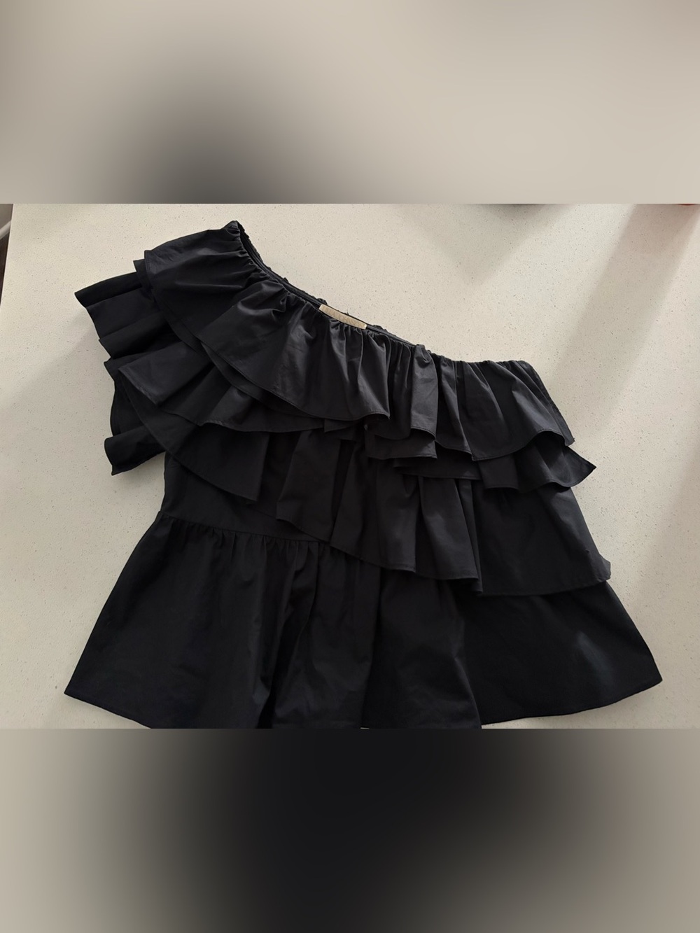 Ulla Johnson Black One-Shoulder Ruffled Skirt